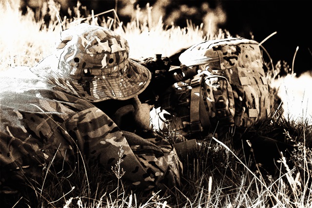 Shooting over pack sepia Shooting over pack sepia